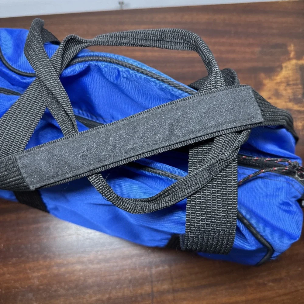 VTG Nike 90s Blue Black Gym Bag  Athletic Performance Nylon Made in Korea Retro